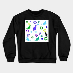 Kitty Cats and Flowers-  Gifts Cat Lovers Crewneck Sweatshirt